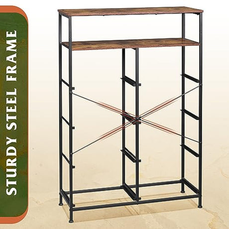 WLIVE Fabric Dresser for Bedroom with Open Shelves, Tall Dresser with 8 Drawers, Storage Tower with Fabric Bins, Chest of Drawers for Closet, Hallway, Rustic Brown Wood Grain Print WLIVE