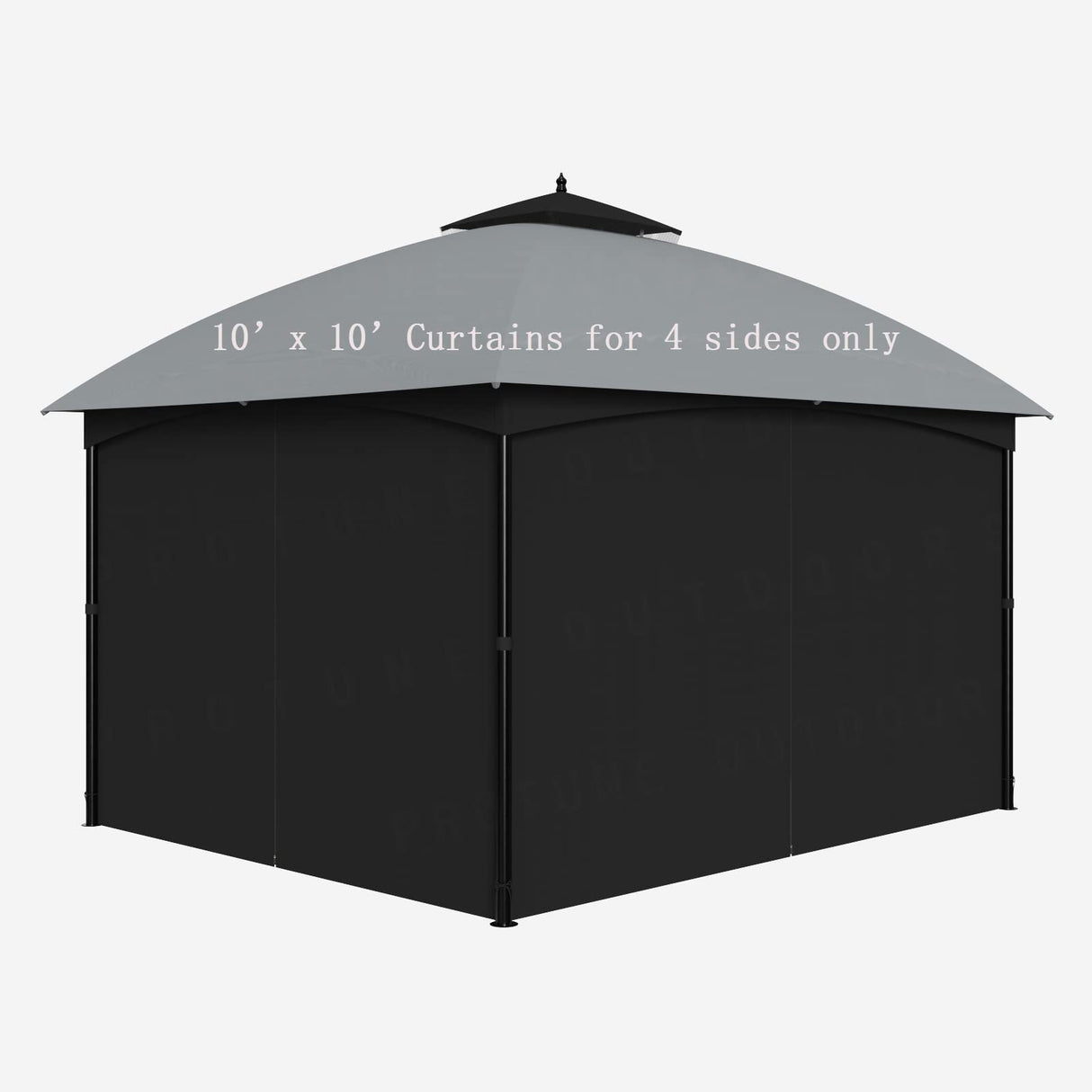 SunCula Replacement 10'x10' Gazebo Curtains Waterproof, Universal Privacy Shade Curtains 4-Panels sidewall with Zipper, Outdoor Curtains for Patio, Backyard, Garden-Black (Only Curtains) SunCula