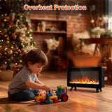 uHousDeco 16in Freestanding Electric Fireplace Heater, Small Fire Place Electric Fireplace with 3D Realistic Flame, Portable Indoor Fireplace Space Heater, 750W | 1500W uHousDeco