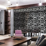 LRZCGB Hanging Room Divider,24 Pieces PVC Screen Partition Panel with Butterfly Flower Bird for Living Dining Study Sitting-Room Hotel Bar Decoration (Black, 24) LRZCGB