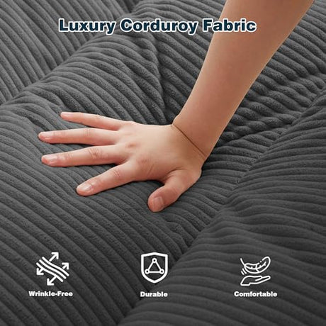 Futon Sofa Bed, 72" Convertible Futon Couch with 3-Level Adjustble Backrest, Modern Loveseat Couch, Folding Recliner Sleeper Sofa for Small Spaces, Living Room, Apartment, Guest Room, Dark Grey Enobala