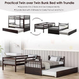 HOMGX Twin Over Twin Bunk Bed with Trundle, Wooden Removable Shelf Bunk Bed w/Ladder & Full Length Guardrail, Space-Saving Convertible Bunk Beds for Homes & Dorms (Espresso) WoodArtSupply