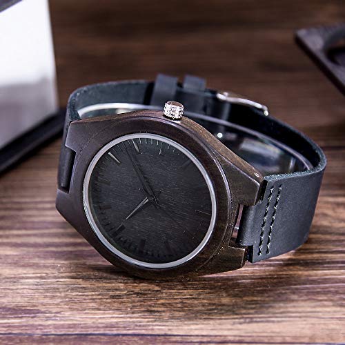 BYMAX Mens Engraved Wooden Watch, Wood Watches for Husband Son Groomsmen Customized Birthday for Men or Women BYMAX