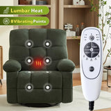 Oversized Recliner Chair for Adults w/ 8-Point 3D Kneading Massage and Lumbar Heating, Swivel Rocker Recliner w/USB Charge Port for Living Room, Ergonomic Lazy Boy Single Sofa Chair (Green)