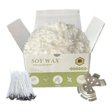 Beesworks Soy Wax | 5lbs Natural Soy Wax Flakes | 100 6-Inch Cotton Candle Wicks, 3 Metal Centering Devices, 5lbs Soy Wax for DIY Candle Making BEESWORKS