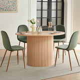 somedream Dining Table Set for 4, Mid Century Modern 47 Inch Wooden Round Dining Table Set, Space Saving (Table + 4 Green Chairs) somedream