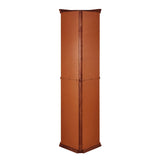 Rpuzonier Lighted Wooden Corner Display Curio Cabinet, Curved Shelving Unit with Adjustable Shelves and Mirrored Back Panel, Tempered Glass Doors for Bedroom, Living Room (Walnut, Corner Shape) Rpuzonier