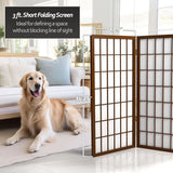 3 ft. Short Window Pane Shoji Screen - Walnut - 3 Panels Red Lantern