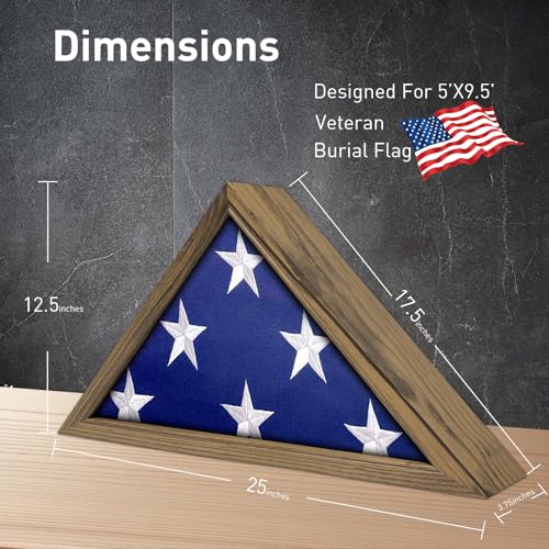 ASmileIndeep Flag Display Case for 5' x 9.5' Burial Flag, Solid Wood Burial Flag Shadow Box with HD Tempered Glass and Wall Mount，Flag Case for - WoodArtSupply