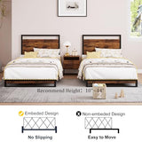 GAOMON Twin Bed Frame with Wood Headboard and Footboard, with Under Bed Storage, 6 Inch High, No Box Spring Needed, Easy Assembly, Rustic Brown GAOMON