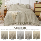JOLLYVOGUE King Size Comforter Set, 3 Pieces Linen Seersucker Comforters King Size, Lightweight & Fluffy Bedding Sets King for All Season with 1 Ruffle Comforter and 2 Ruffle Pillowshams JOLLYVOGUE