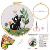 ZGEZGE Cat Embroidery Set – A Cute Black cat and Butterfly Pastoral Style DIY Embroidery Beginner Set Suitable for Both Beginners and Adults. Perfect for Handmade Gifts and Home décor.