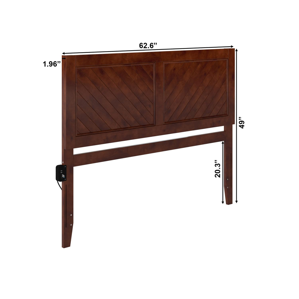 AFI, Canyon Queen Wood Headboard with Attachable Charger, Walnut AFI