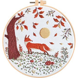 FRANDEK Fox Scenery Embroidery Kit for Beginners Adults, Complete Starter Cross Stitch Set with Printed Pattern, Cotton Threads, Bamboo Hoop, Needles, DIY Needlework Craft Gift for Mom Grandma