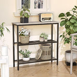 HOOBRO 29.5" Narrow Console Table, 3-Tier Entryway Table, Thin Sofa Table with Shelves, Side Table, Display Table, for Hallway, Entrance, Living Room, Bedroom, Greige and Black BG73XG01 HOOBRO