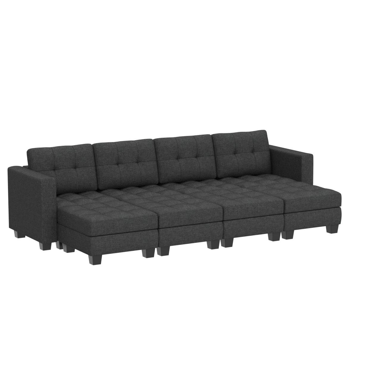 Belffin Storage Modular Sleeper Sofa Sectional Couch with Wide Chaises Convertible Sectional Sofa Bed Modular Sleeper Sectional Couch Bed Dark Grey