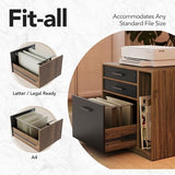 HUANUO Electric L Shaped Standing Desk with 6 Storage Drawers & File Cabinet, 2-Tier Corner Sit Stand Desk with Cable Management Tray, 65.5" × 57.6" Height Adjustable Computer Gaming Table, Walnut HUANUO