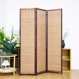 Pawlabay 3 Panel Bamboo Room Divider Screen,5.6 FT Tall Bamboo Divider Folding Panel Screen,Freestanding Panel Divider for Room Seperation,Brown PawlaBay