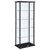 Glass Display Case - Modern Curio Cabinets with Glass Doors & Five Shelves, 64.25'' Tall, Black Frame, Curio Display Cabinet for Collectibles, Living Room, Dining Room, or Office CARTESIAN