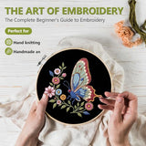 Santune Embroidery Kit Needlepoint Cross Stitch Kits for Beginners Adult Needle Point Sets with Butterfly Embroidery Patterns, Includes Step-By-Step Instructions and Accessories