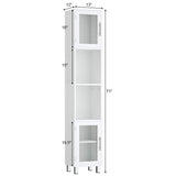 Tangkula Tall Bathroom Cabinet, Home Living Room Wood Storage Cabinet Free Standing w/ 4 Shelves and 2 Glass-Paneled Doors Suitable Tall Bathroom Cabinet Tangkula