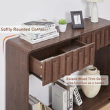 VAXZOFI Console Sofa Table with 2 Drawers, 43-Inch Mid-Century Narrow Entryway Tables with Storage Shelf, Farmhouse Hallway Accent Tables Behind Couch Table for Living Room, Walnut VAXZOFI