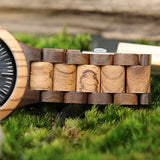 BOBO BIRD Men's Zebra Wood Watch Analog Quartz Lightweight Handmade Wooden Sports Casual Watches BOBO BIRD