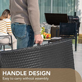 Devoko Patio Chaise Lounge Sets Outdoor Rattan Adjustable Back 3 Pieces Cushioned Patio Folding Chaise Lounge with Folding Table (Beige)
