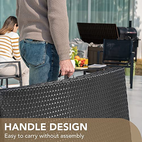Devoko Patio Chaise Lounge Sets Outdoor Rattan Adjustable Back 3 Pieces Cushioned Patio Folding Chaise Lounge with Folding Table (Beige) Devoko
