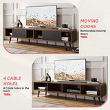 Bestier 70 inch Mid Century Modern TV Stand for 75 inch TV, Low Profile TV Stand with Storage, Entertainment Center for Living Room, Cord Management, Walnut Bestier