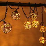 Vigdur Decorative - Rattan Ball String Lights with 10 Led Bulbs Connectable Indoor Outdoor Lantern Lights for Bedroom Wedding Garden Party Backyard Decor,9.84FT Vigdur