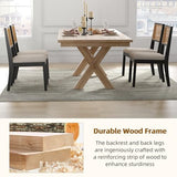 Westice Rattan Dining Chairs Set of 6, Farmhouse Natural Dining Room Chairs with Upholstered Cushion, Wood Armless Chairs for Kitchen/Restaurant, Black Westice