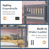 Duxelifin Twin Low Bunk Beds for Kids, Wooden Bunk Bed Frame Twin Over Twin, Convertible Floor Bunk Bed with Storage Shelf & Ladder, No Box Spring Needed (Grey) Duxelifin