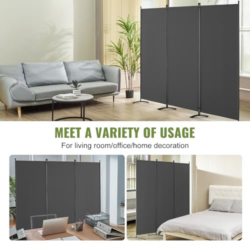 VEVOR Room Divider, 3 Panel Room Dividers and Folding Privacy Screens, Fabric Partition Room Dividers for Office, Bedroom, Dining Room, Study, Freestanding, Gray VEVOR