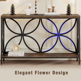 GiftGo Narrow Sofa Table 47.2 Inch, Industrial Sofa Table Behind Couch, Vintage Entry Console Table with Storage for Entryway, Living Room, Foyer, Elegant Design (Rustic Brown, 47.2) GiftGo