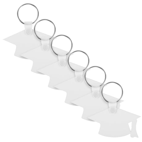 LOGOFUN 6 Pcs Sublimation Keychain Graduation Cap Blanks Heat Transfer Keyring Graduation Gifts for DIY Craft Party Favor (White) LOGOFUN