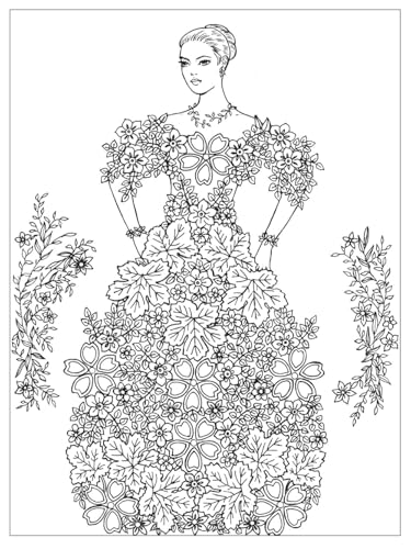 Creative Haven Enchanting Flower Fashions Coloring Book (Adult Coloring Books: Flowers & Plants) WoodArtSupply