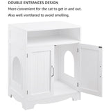 beeNbkks Cat Litter Box Furniture, Cat Washroom Hidden Litter Box Enclosure with 2 Entrances, Cat House Storage Nightstand, Wooden Pet Crate Furniture beeNbkks