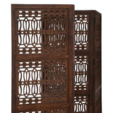 Room Divider Screen, 4-Panel Folding Wood Screen Pattern, Antique Brown, 72 x 80 Inches, Hand Carved Decorative and Functional, Reversible, Portable Privacy Partition, Boho Style – Bedding Craft Bedding Craft