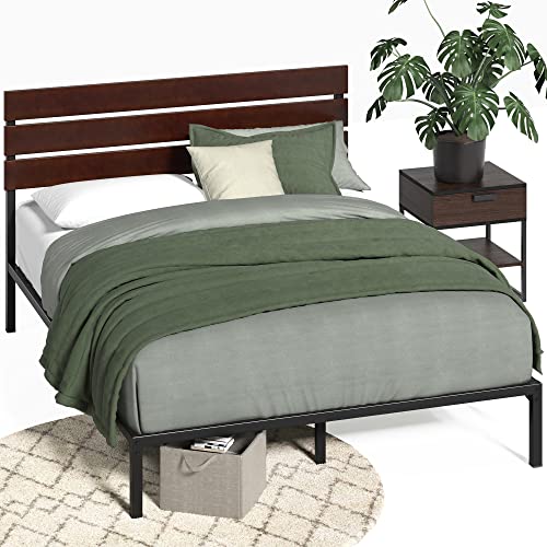 Zinus Figari Bamboo and Metal Platform Bed Frame/Mattress Foundation with Sturdy Metal Slats/No Box Spring Needed/Sustainable Bamboo Headboard, Slatted Headboard, Queen