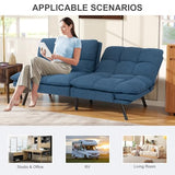 Vipbear Futon Sofa Bed Couch, 71" Convertible Sofa Bed, Space-Saving Loveseat with Adjustable Backrest & Armrest for Living Room,Apartment,Office,Blue Sleeper Sofa Vipbear