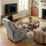 LegacyAmerhome Power Recliner Chair for Adults with Heat & Massage - Soft Fabric Electric Reclining Sofa with Remote Control, 3 Side Pockets, 180° Lay Sleeper for Living Room Home Theater, Light Grey