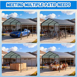 Greesum 10x15FT Metal Carport with Heavy Duty Frame and Galvanized Steel Roof, Round Carports with Side Support Rods, Canopy Shelter for Car, Pickup Trucks, Boats and Tractors, Party, Gray Greesum