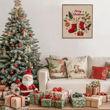 COCOMOX Christmas Embroidery Kit for Beginners, 3 Set Cross Stitch Kits for Adults Santa Claus Christmas Tree Patterns Handmade DIY Gift