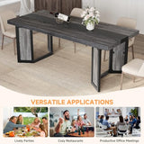 knoworld Industrial Dining Table for 6-8 People, 71" Large Long Wooden Kitchen Table with Sturdy Metal Frame & Brown Finish, Rustic Style Rectangular Dinner Table for Dining Room, Kitchen (Oak Gray) knoworld