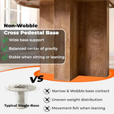 OKD 47" Round Dining Table for 4 People, Modern Pedestal Kitchen Table with Stable Cross Base & Thick Wood Top, Circle Dinner Table for Dining Room, Kitchen, Living Room, Light Tree Knot (Table Only) OKD