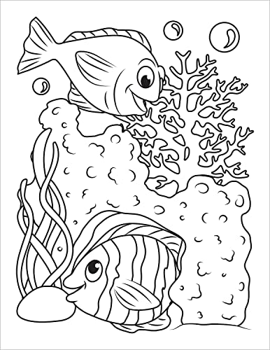 Ocean Coloring Book: Fish & Underwater Sea Animals to Color for Kids Ages 4-8 (Coloring Books for Kids) WoodArtSupply