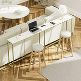 Masupu 70.9 Inch Console Table with Power Outlet，Modern Narrow Long Sofa Table Behind Couch,Skinny Entry Table with Gold Metal Frame for Entryway,Living Room, Hallway,Classic White Masupu