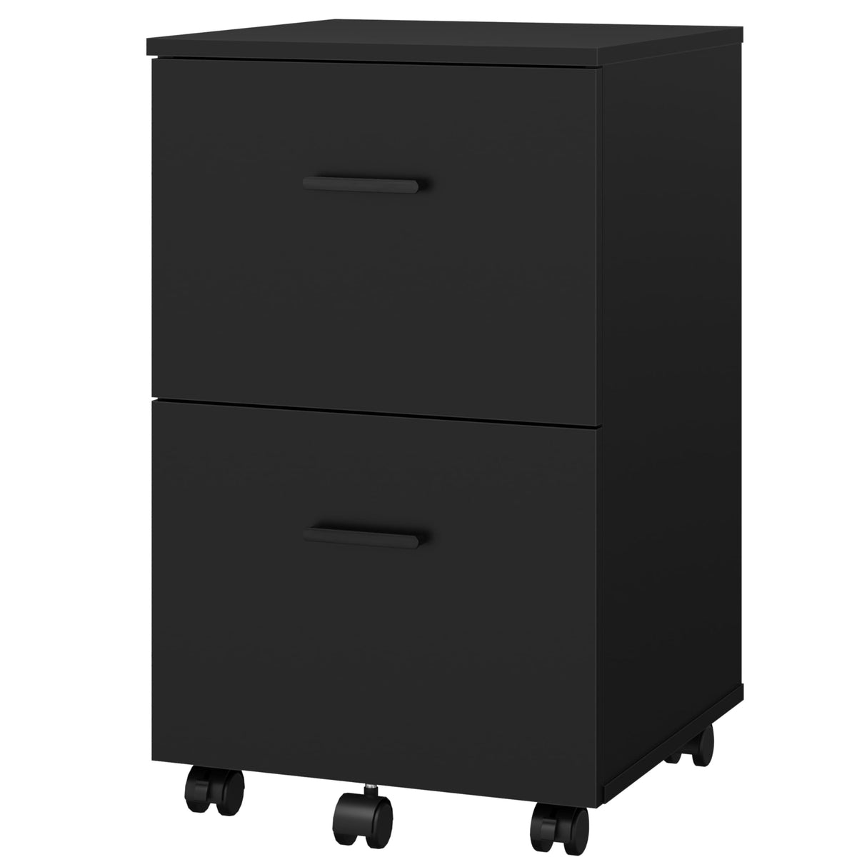 2 Drawer Mobile File Cabinet, Wood Rolling Filing Cabinet Printer Stand Under Desk Storage Organizer Fits Letter Size File Folders for Home Office (Black) Panana