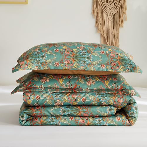 Ikawaapurry Comforter Set for Queen Size Bed Farmhouse Boho Bedding Sets Fluffy Lightweight Flowers Plants All Season 3 Pcs Comforter with 2 Pillow Shames Ikawaapurry